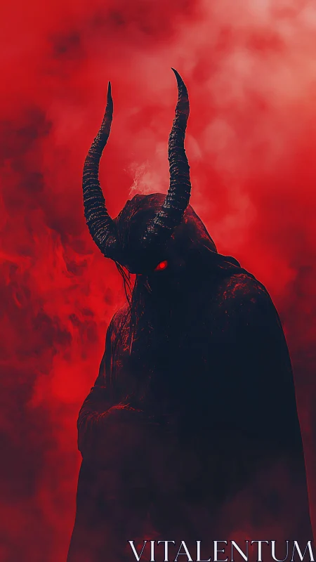 Horned cloaked demon figure in dense red smoke atmosphere.