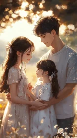 Family Moment in Golden Hour Light.