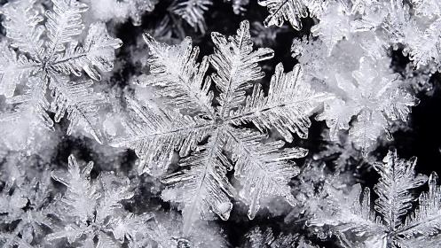 Crystal snowflake constellations in a frozen midnight field.
