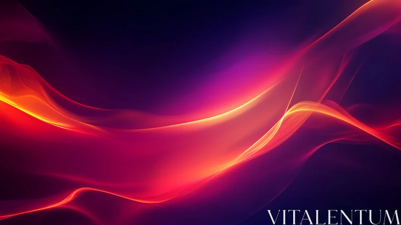 Glowing Neon Waves Flowing Through Deep Purple and Red Gradient Space