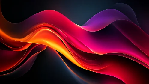 Fluent neon ribbons flowing across deep digital night sky.