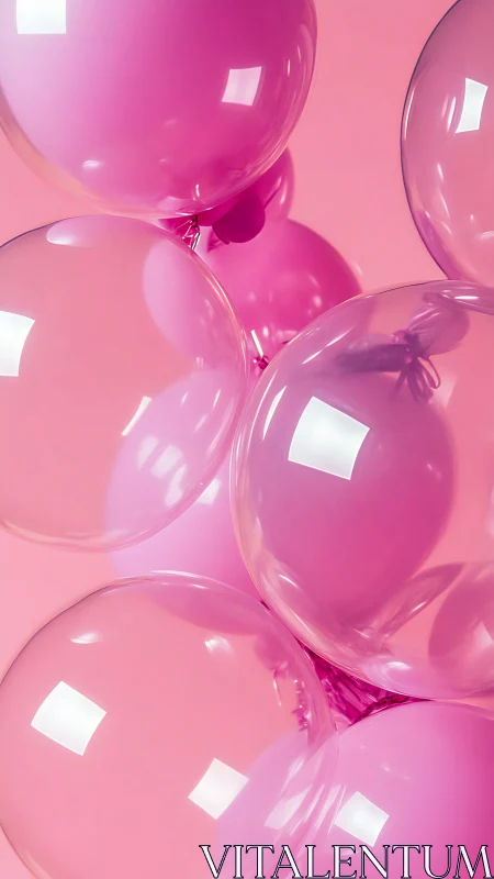 Luminous Bubblegum Spheres Floating in Vibrant Pink Dreamscape.