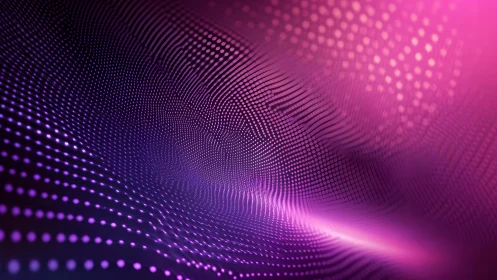 Abstract digital wave with glowing purple and pink dots pattern.
