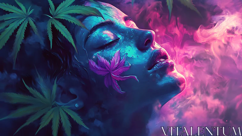 Dreamy neon portrait wrapped in glowing floral haze.