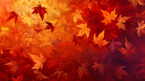 Layered maple foliage forms dense autumn gradient with warm bokeh