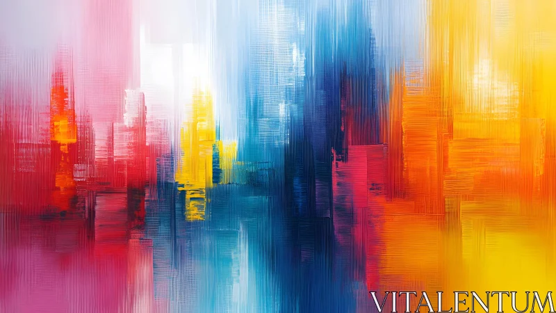 Vibrant Abstract Cityscape in Bold Colors and Modern Style.
