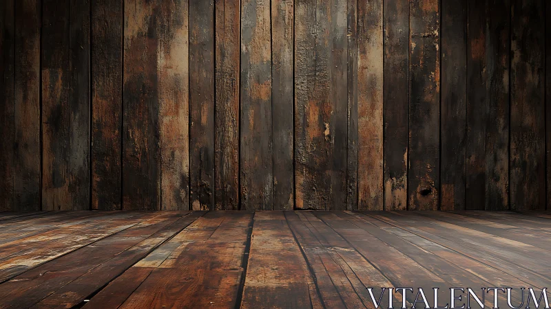 Aged wooden plank interior shows weathered surface detail clearly