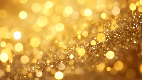 Golden bokeh abstract background with sparkling light effect.