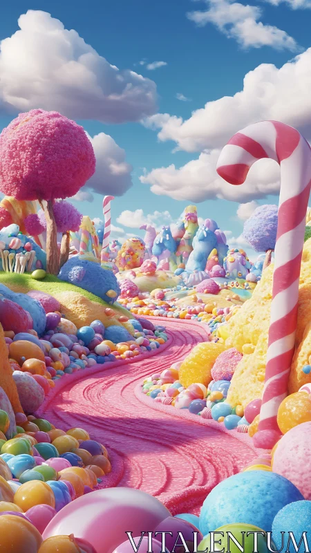 Hyper-saturated Candy Landscape With Volumetric Clouds And Procedural Terrain