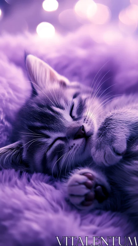 Lavender Dreams: Drowsy Tabby Surrenders to Twilight's Embrace