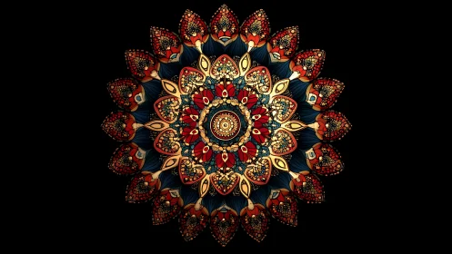 Radiant mandala bloom glows against a deep black void