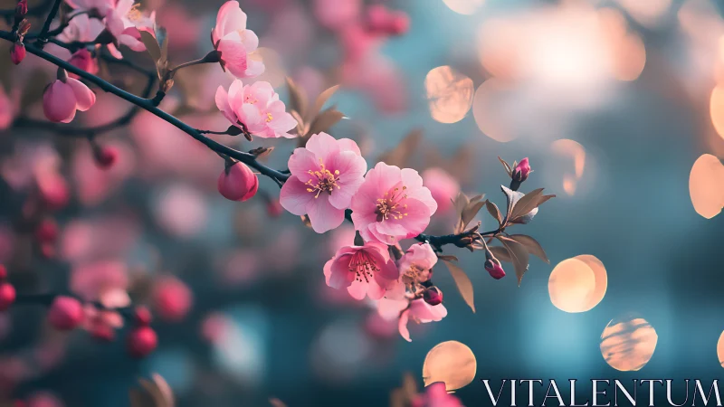 Cherry Blossoms Dancing Through Dreamlight Bokeh