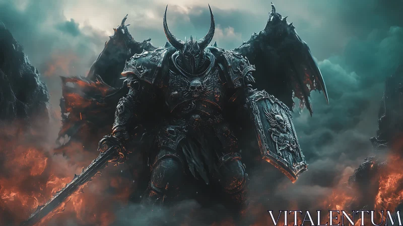 Dreadwing warlord strides through molten storm and shadow.