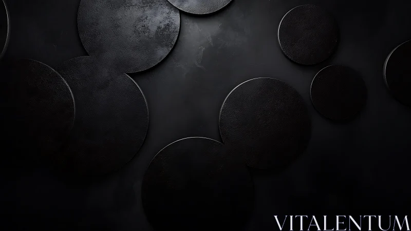 Overlapping Black Circles on Matte Dark Background, Modern Minimalism.