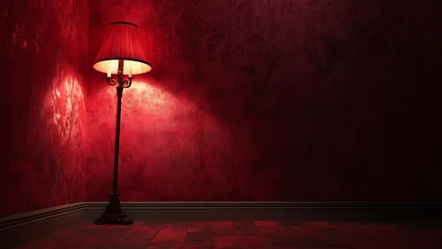 Crimson corner lamp quietly conducts a one-light symphony