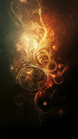 Glowing golden flame blossom swirling in a dreamy night sky.