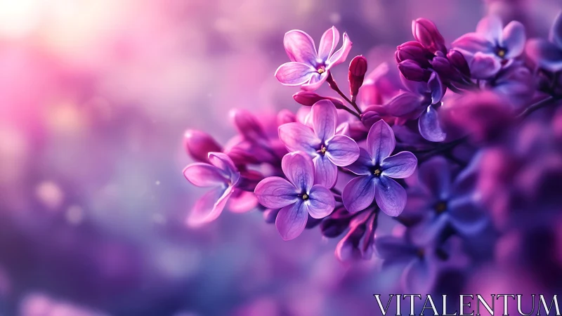 Purple and pink lilac flowers displayed with shallow depth of field