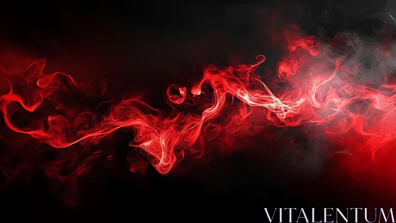 Crimson wisps drifting like firelit whispers in shadowed air.