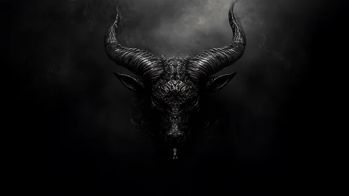 Mystic horned guardian emerging from softly swirling shadow.