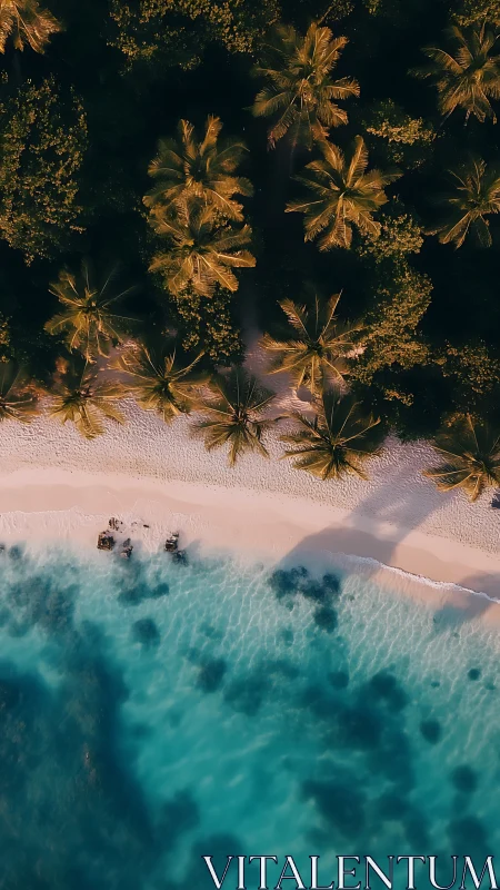 Tropical Paradise Meets Ocean: An Aerial View of Sandy Shore Bliss
