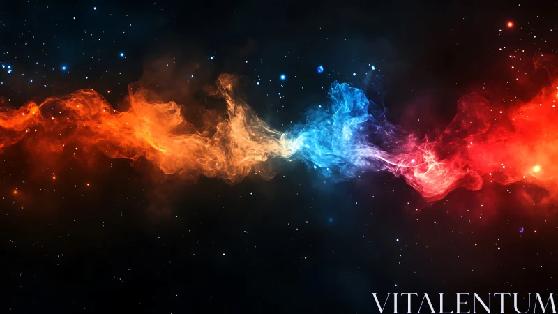 Colorful nebula-like energy stream crosses star field