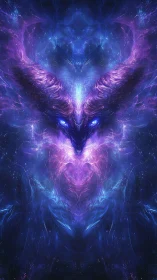 Symmetric spectral entity with fractal nebular horn architecture.