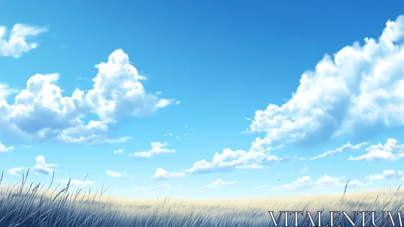 Summer wind combs silver grass beneath wandering clouds