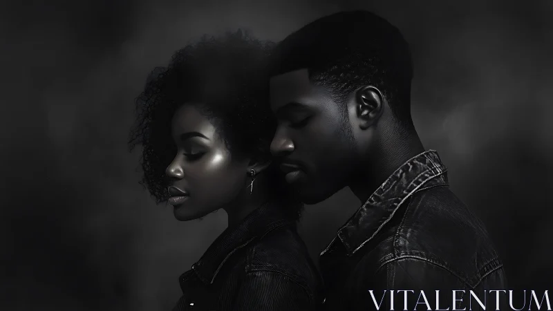 Portrait Study: Two Figures in Monochromatic Lighting