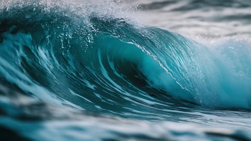 Cresting turquoise wave captured in sharp ocean detail.