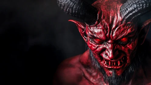 High-contrast demonic creature portrait with specular skin detailing