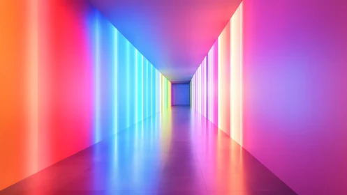 Luminous neon tunnel glows with futuristic gradient color