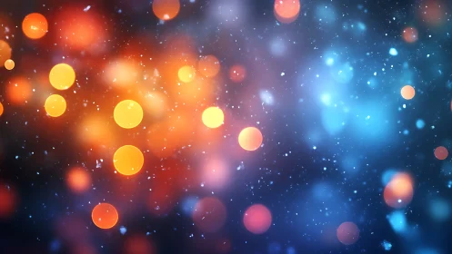 Bokeh-spectrum particle field with warm–cool chromatic contrast.