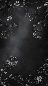 Floral Branches Against Dark Background.