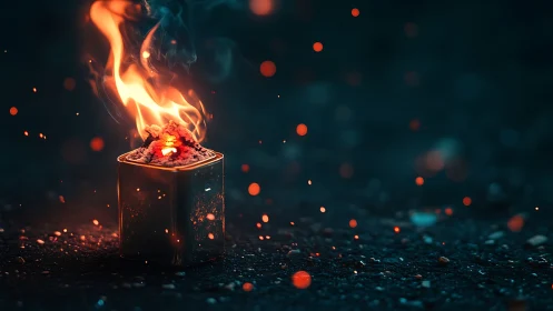 Luminous Flame Erupting from Crystalline Container