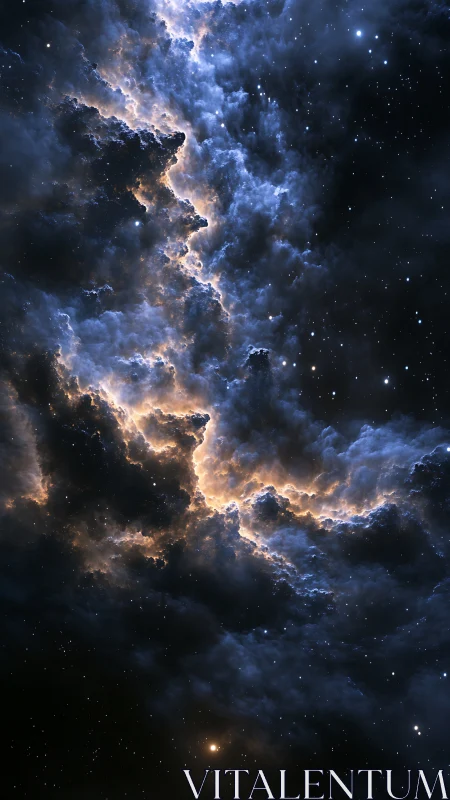 Vertical nebula structure shows illuminated cloud boundary