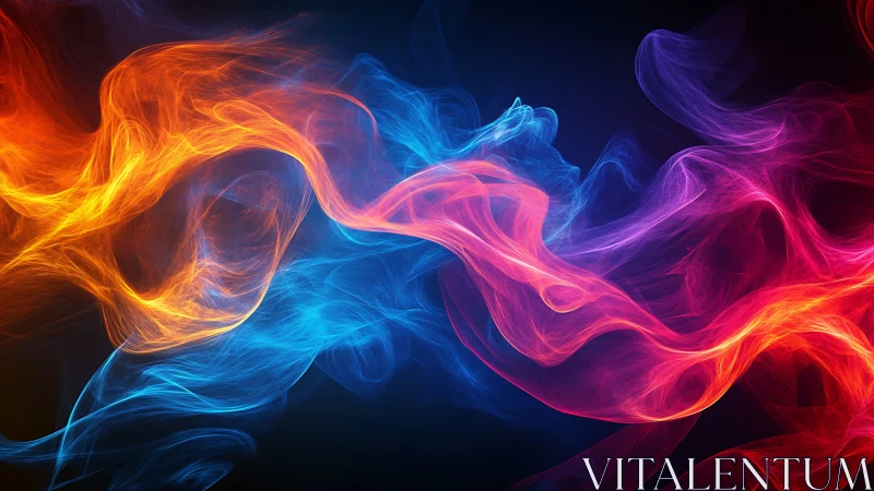 Neon Energy Waves Against Dark Space.