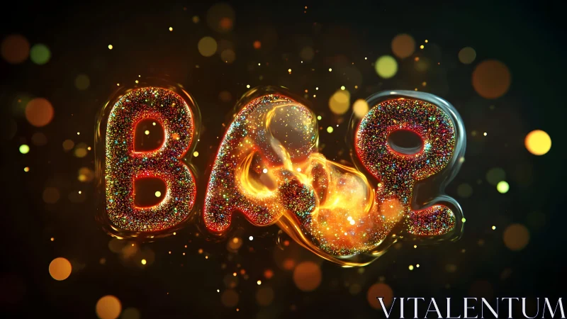 Sparkling BBQ Letters with Fiery Glow in Festive Digital Art.