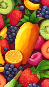 Sunlit mango at the heart of a jubilant fruit parade.