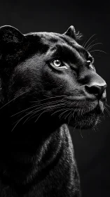 Striking Panther Portrait Against Black Void