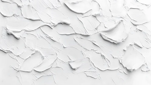 Monochrome impasto surface with layered white strokes.