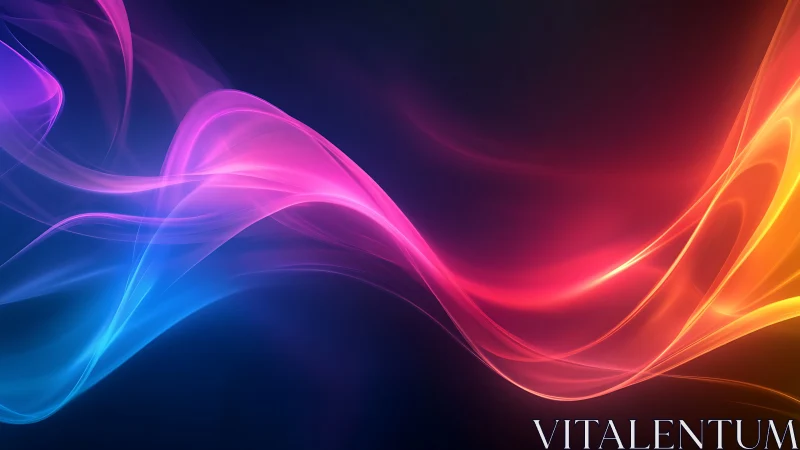 Colorful light waves flow gently through a dreamy dark space