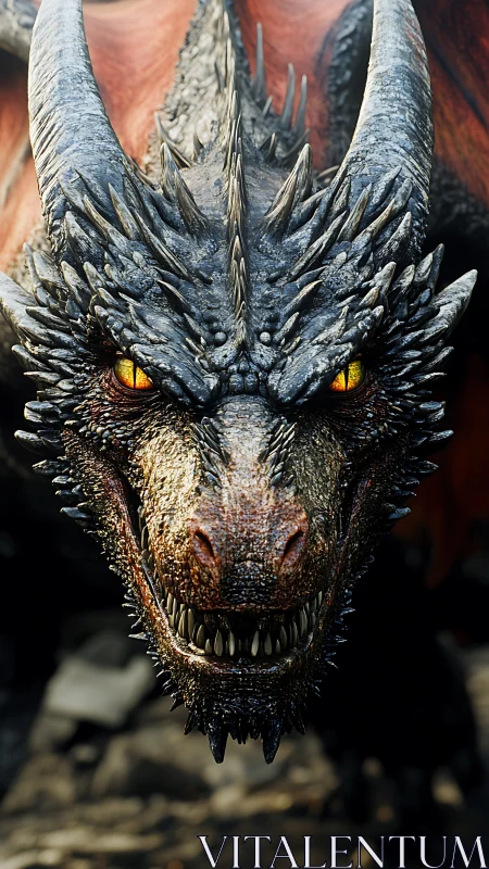 Fiery dragon leans close, sharing a fierce, spellbinding stare