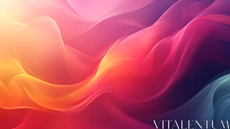 Sunlit ribbons of color drift through a glowing digital sky