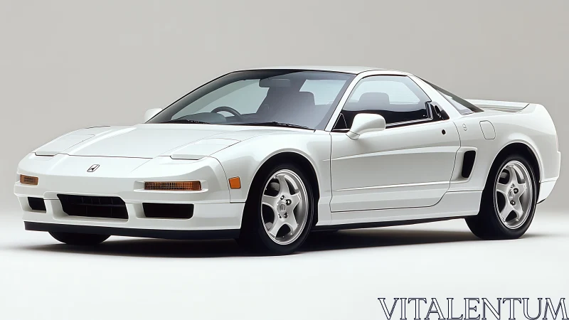 White Honda NSX studio profile with soft neutral backdrop.