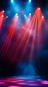 Colorful stage lights bathing a dreamy smoky dance floor.