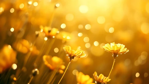 Backlit yellow daisy macro with shallow depth and warm bokeh