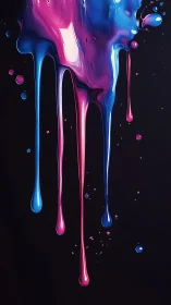 Vertical streams of magenta and cyan liquid descend uniformly