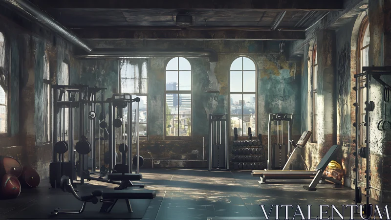 Sunlit rustbelt gym where old brick walls train ambition.