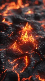 Molten Earth Awakens: Volcanic Flames Dance Across Darkened Stone.