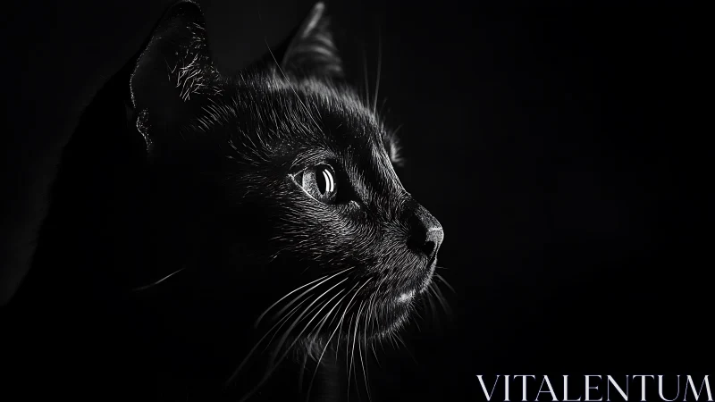 Feline Facial Profile Rendered with Chiaroscuro Contrast